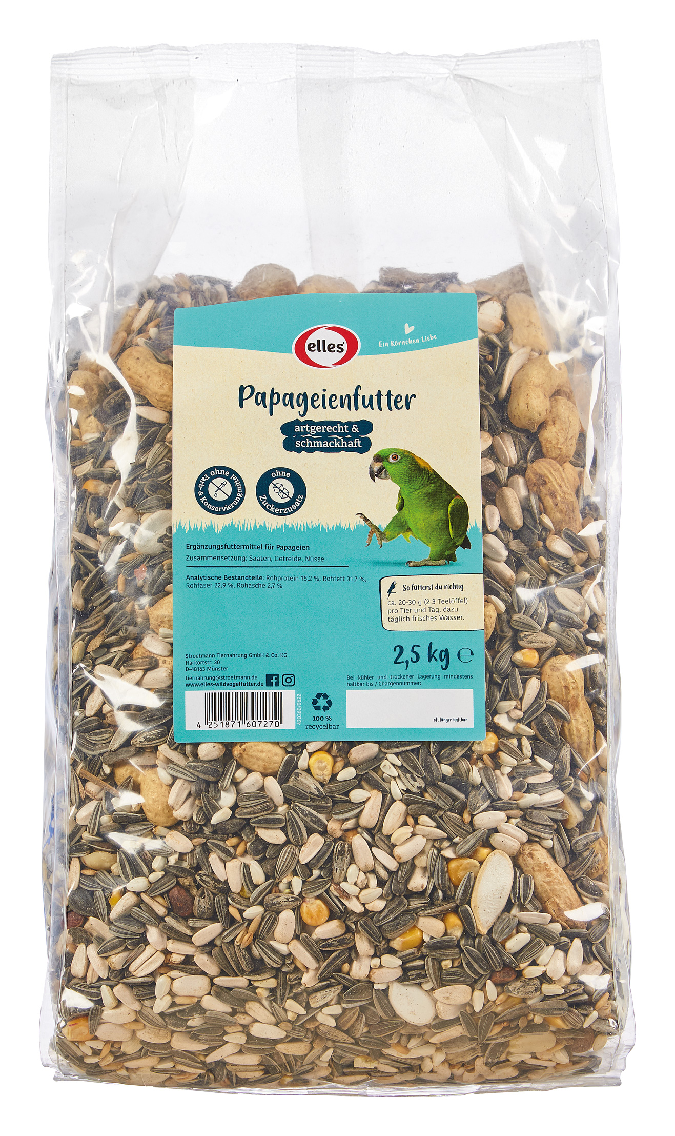 elles - Papageienfutter 2,5kg - 4 x 1 kg - 1