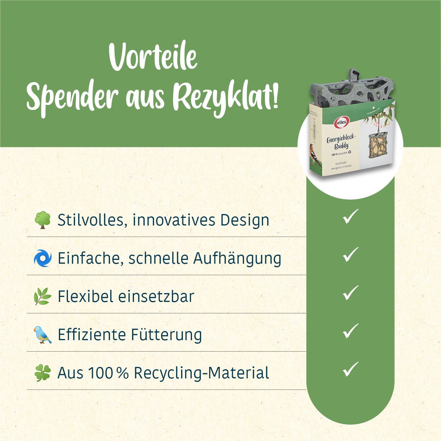 elles - Vogelfutterspender "Energieblock-Buddy" - 12 x 1 Stück - 3