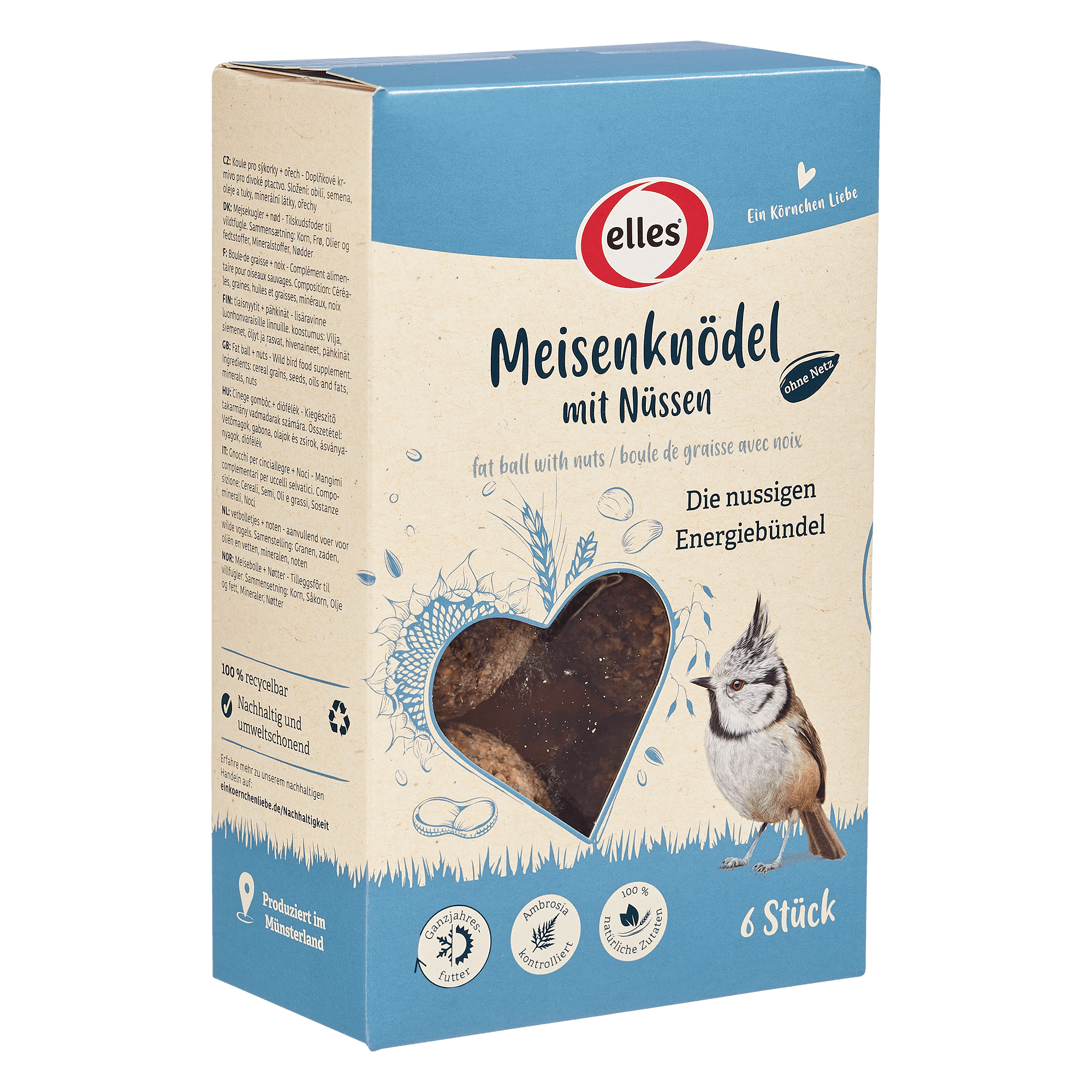elles - Meisenknödel ohne Netz mit Nüssen 6 Stück - 1 x 540 g - 4