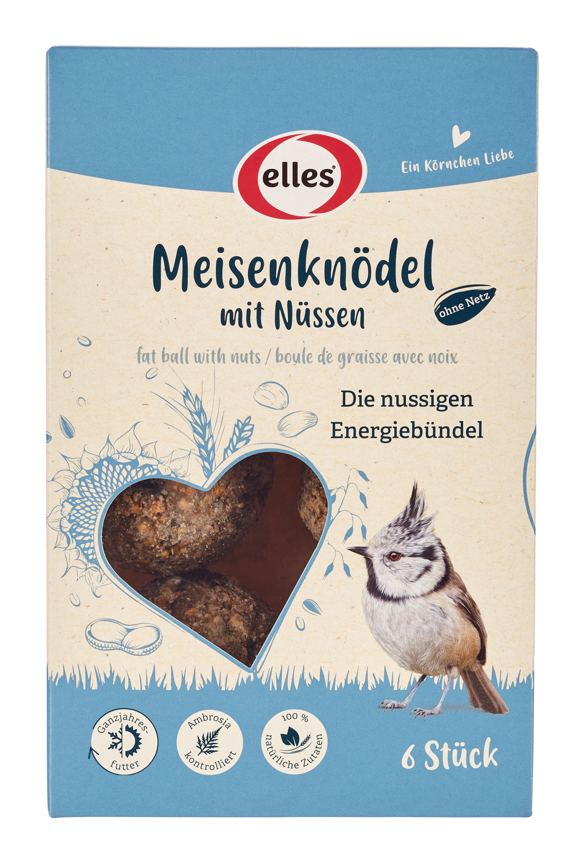 Meisenknödel ohne Netz mit Nüssen 6 Stück