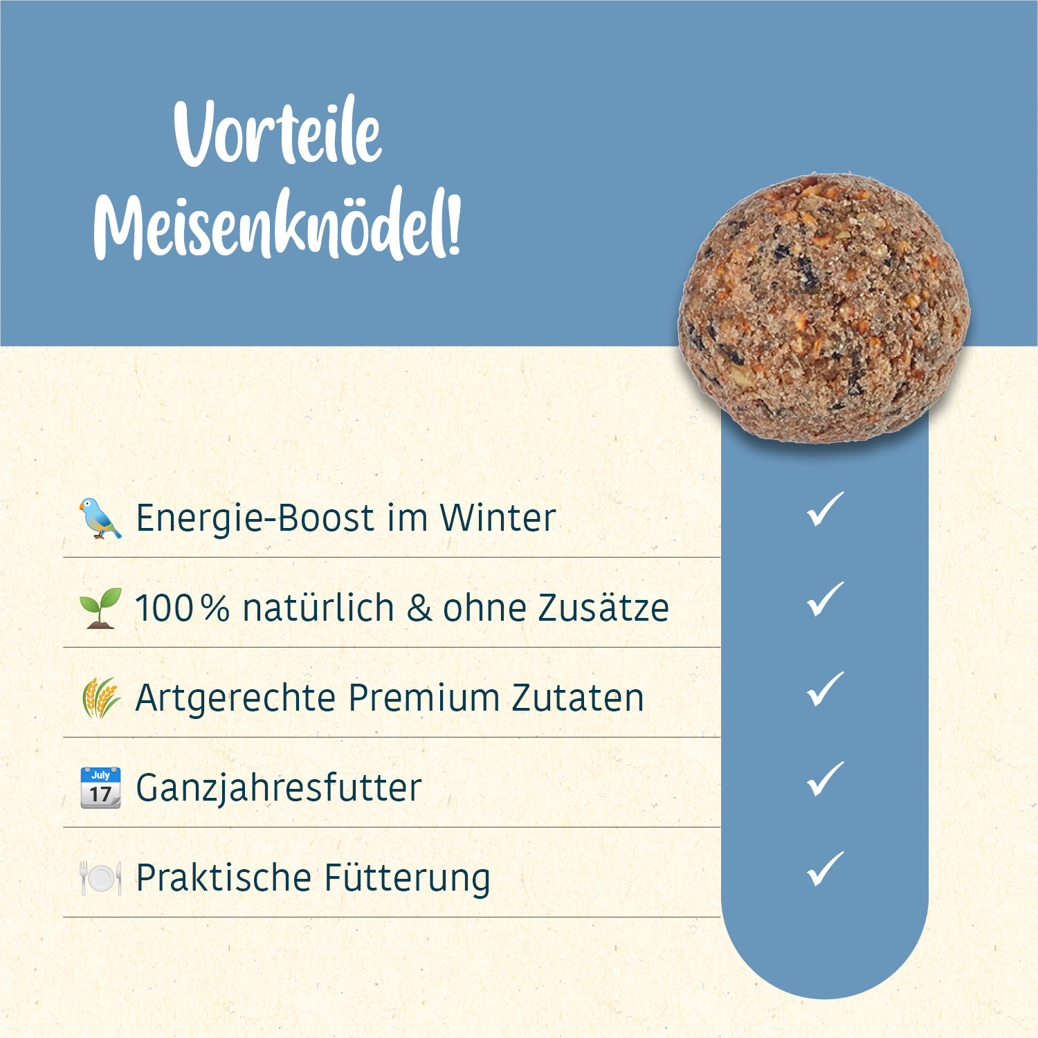 elles - Meisenknödel ohne Netz mit Insekten 6 Stück - 1 x 540 g - 2