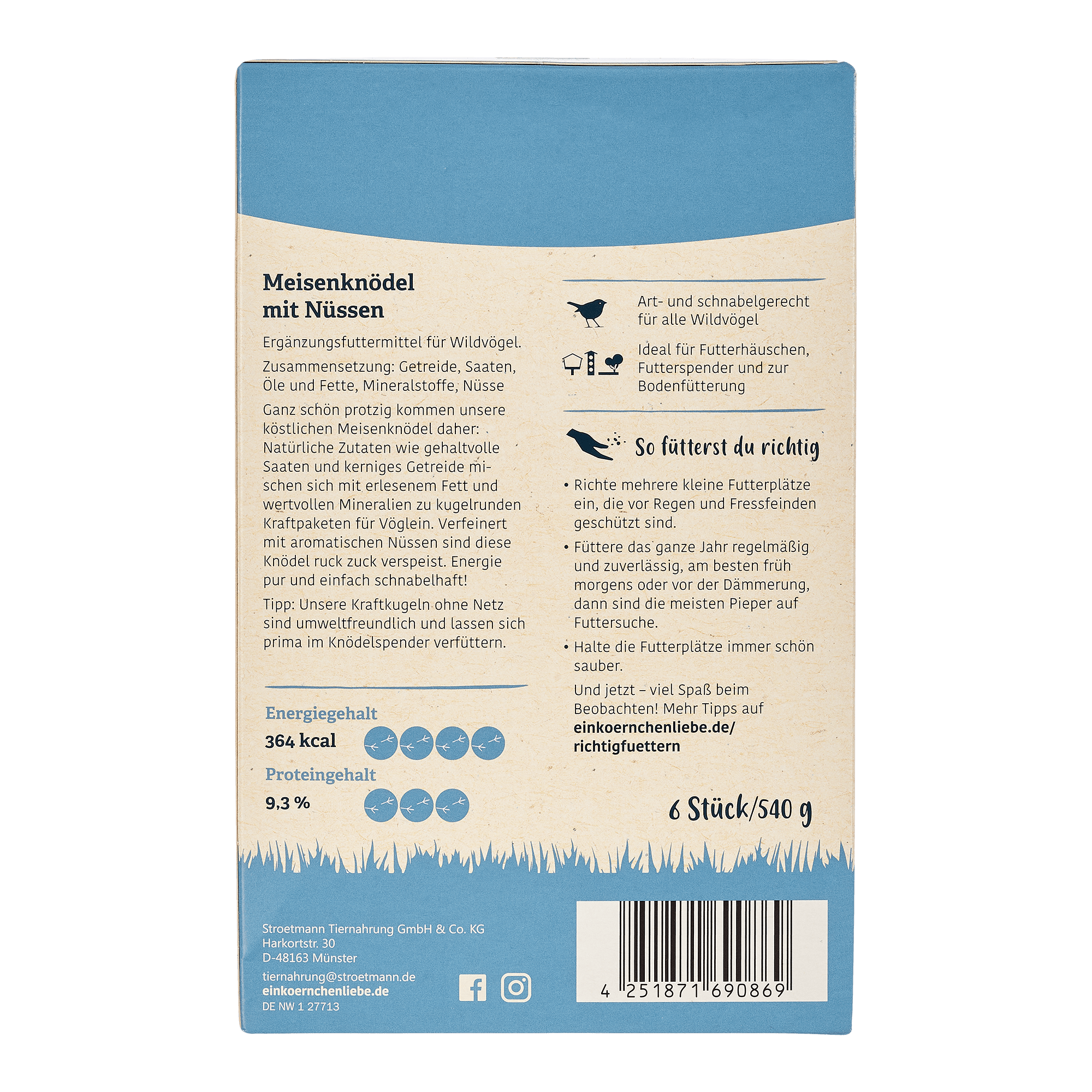 elles - Meisenknödel ohne Netz mit Nüssen 6 Stück - 1 x 540 g - 2