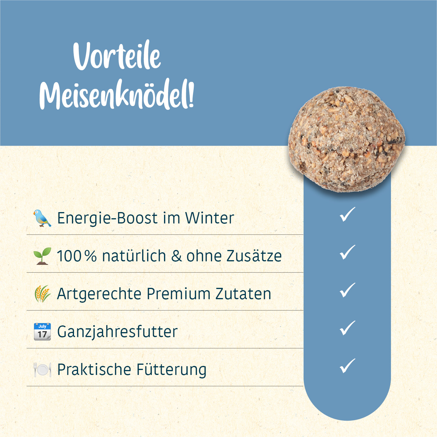 elles - Meisenknödel ohne Netz mit Nüssen 6 Stück - 1 x 540 g - 3