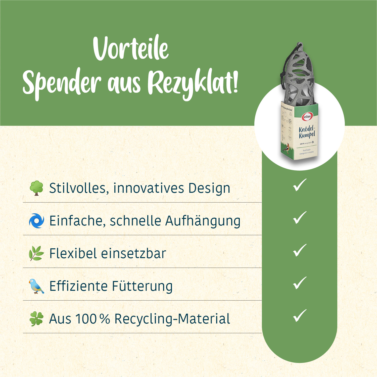 elles - Meisenknödelhalter "Knödel-Kumpel" - 1 x 1 Stück - 2