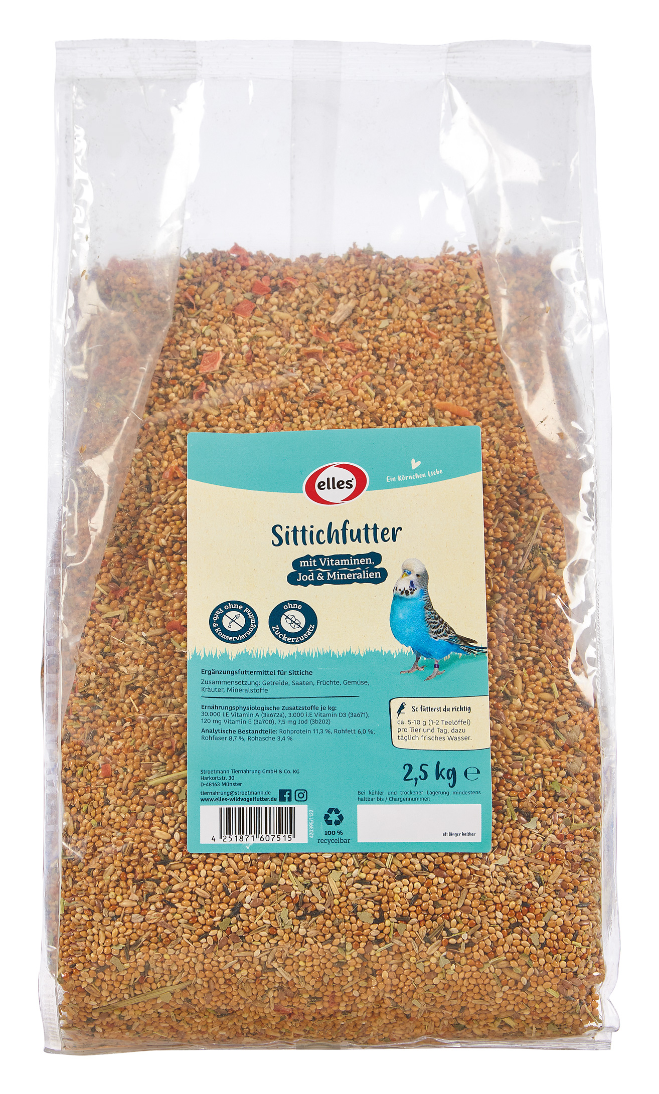 elles - Sittichfutter 2,5kg - 4 x 1 kg - 1